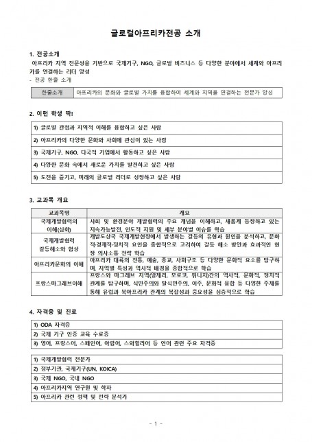 글로컬아프리카전공 소개